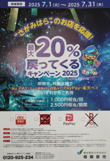 さがみはらのお店を応援！最大20%戻ってくるキャンペーン2025